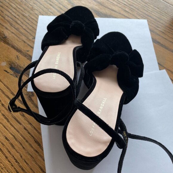 Loeffler Randall Roz Knot Platform Sandals Black Velvet 10.5 - Picture 9 of 10